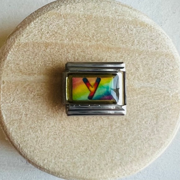 UBERRY Jewelry - Rainbow Letter Y Italian Charm Bracelet Link